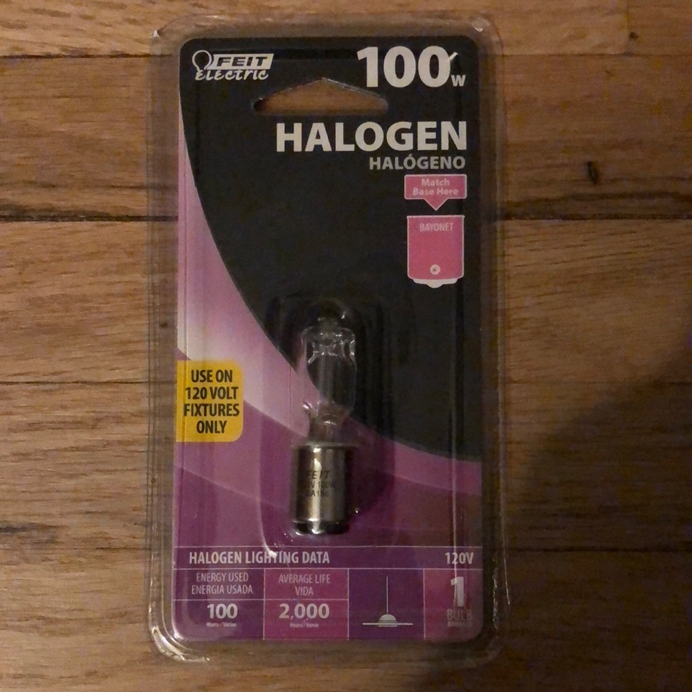 FEIT Electric 100 Watt Halogen Bulb 120V Fixtures D.C. Bayonet Base BPQ100/CL/DC